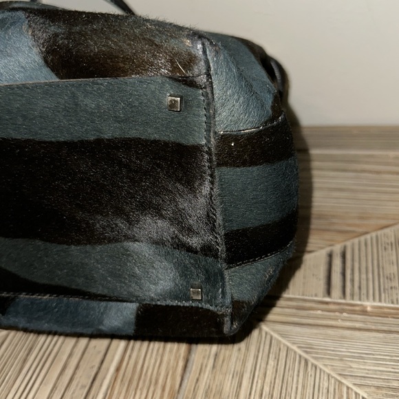 Sold Salvatore Ferragamo Calf Hair Blue & Black Tote Purse - Picture 9 of 14